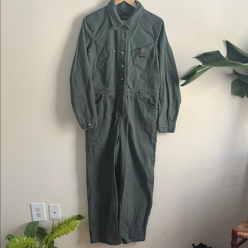 RVCA Green Button-Up Coverall jumpsuit